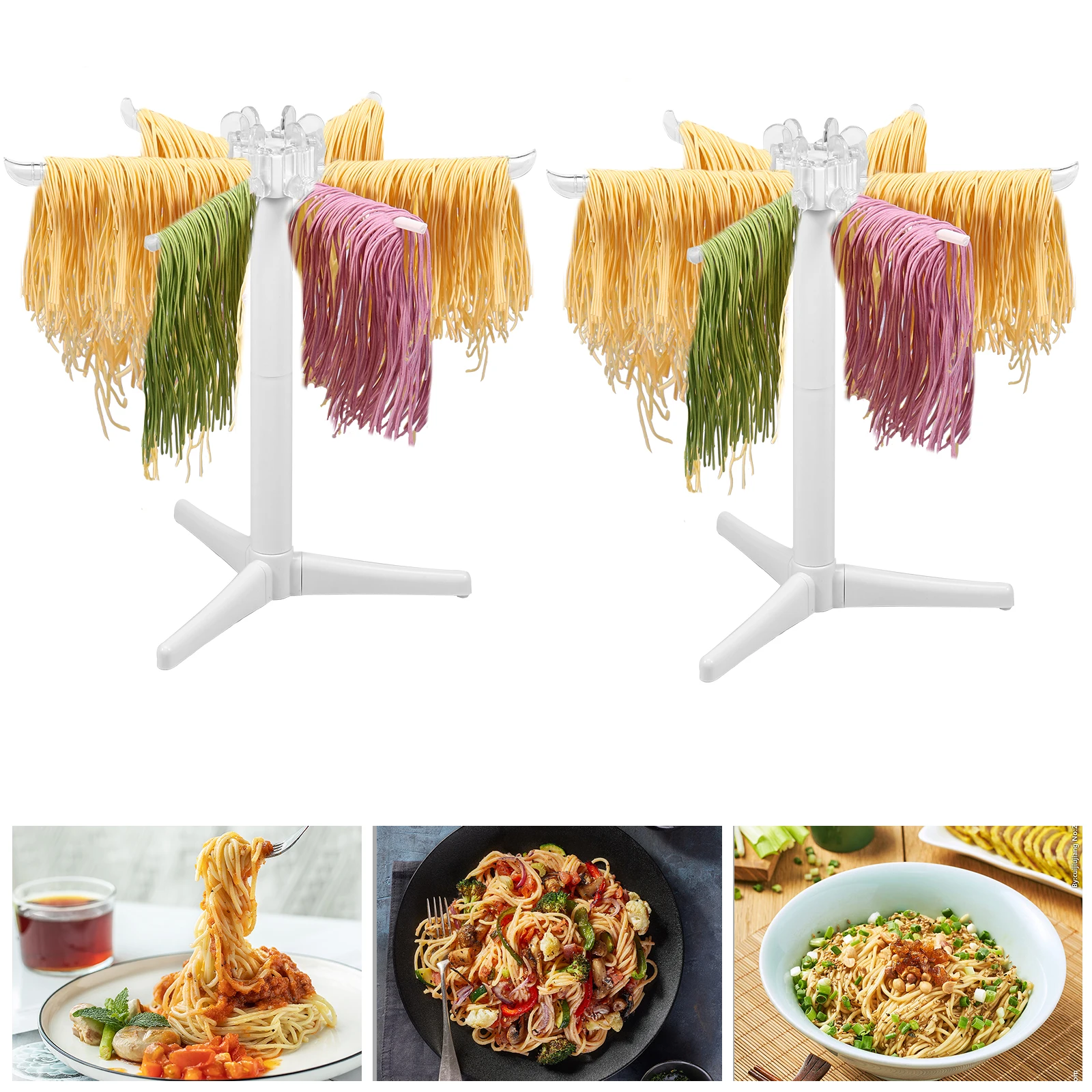 

2Pcs Pasta Drying Rack Portable Noodle Drying Stand with 6 Long Handles Detachable Noodle Dryer Rack Stable Household Noodle