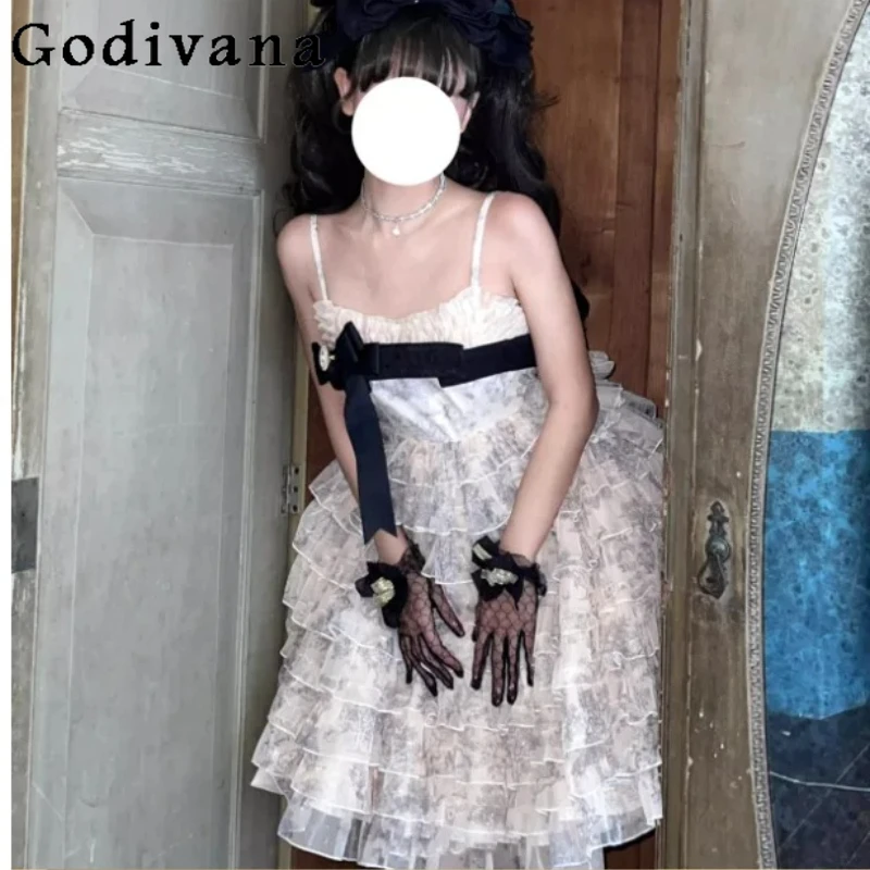 Elegant Bow Lolita Age Reduction Cake Suspender Dress Birthday Party Ballet High Waist A-line Fashion Cos Halloween Dresses