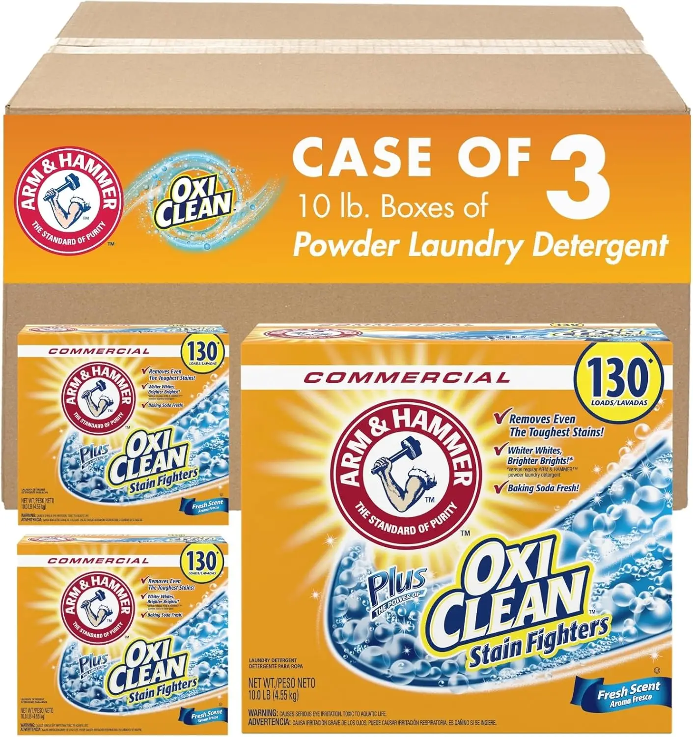 

OxiClean Fresh Scent Powder Laundry Detergent, 9.92 lb Pack of 3 for Effective Stain Removal