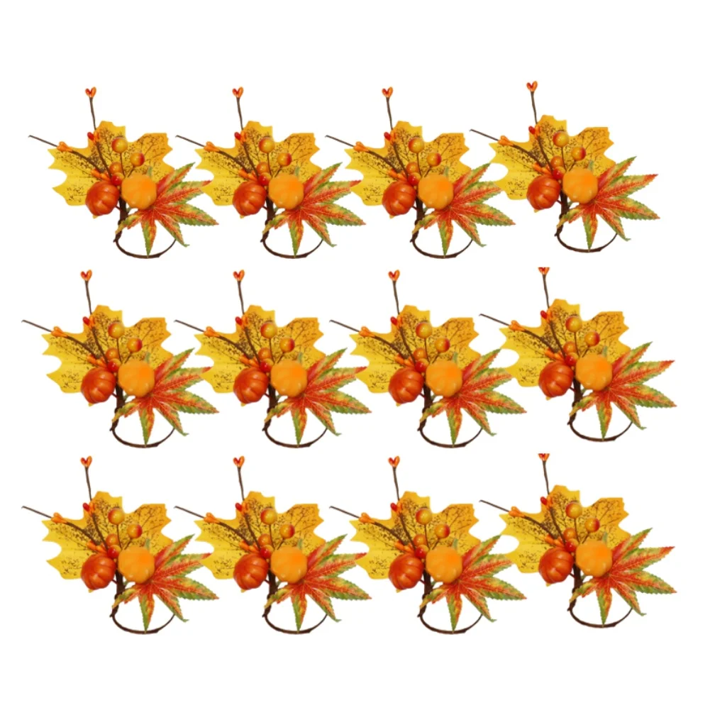 Halloween Napkin Holder Pumpkin Napkin Rings Realistic Appearance Silk Maple Leaves Sturdy Napkin Rings For Celebrations