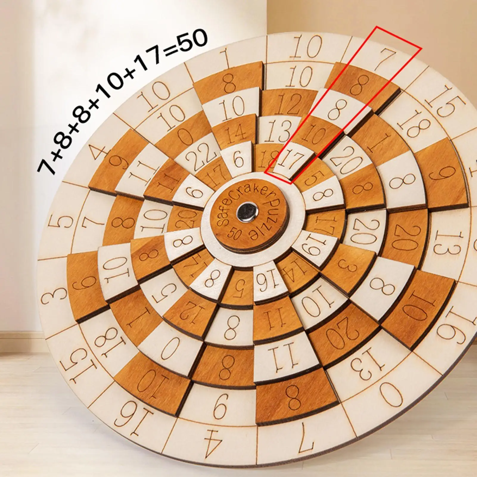 Turntable Wooden Number Puzzle Huarong Road Brain Teaser Rotating Wheel Montessori Educational Toys