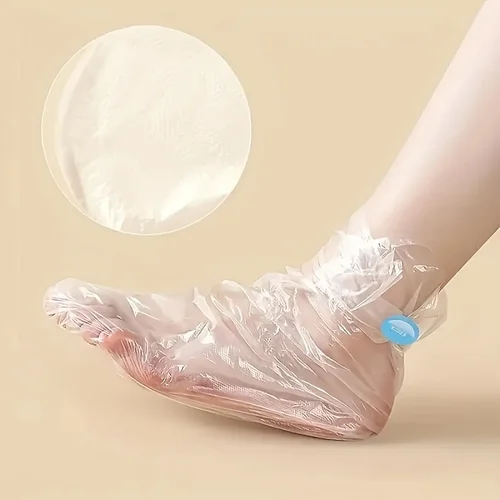 Imagen 2 del producto Calcetines hidratantes desechables para pies, bolsas transparentes para pies, cubiertas de SPA para pies de PE, eliminador de callos, herramientas de pedicura para el cuidado de los pies, 100 Uds.