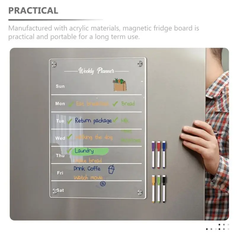 Customer Favorite A3 Clear Fridge Magnets Acrylic Weekly Planner Board Rewritable Refrigerator Stickers Dry Erase Message Board