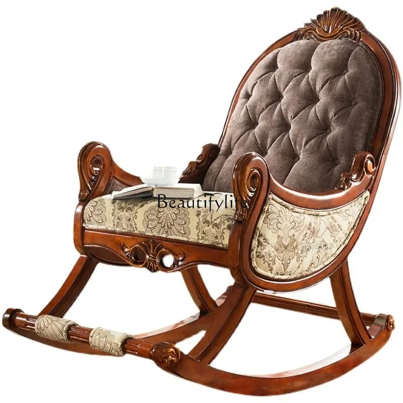 

Brown Wood Living Room Chairs Nonslip Relax Cool Ergonomic Rocking Chairs Recliner Nordic Mobile Sedie Da Soggiorno Furniture
