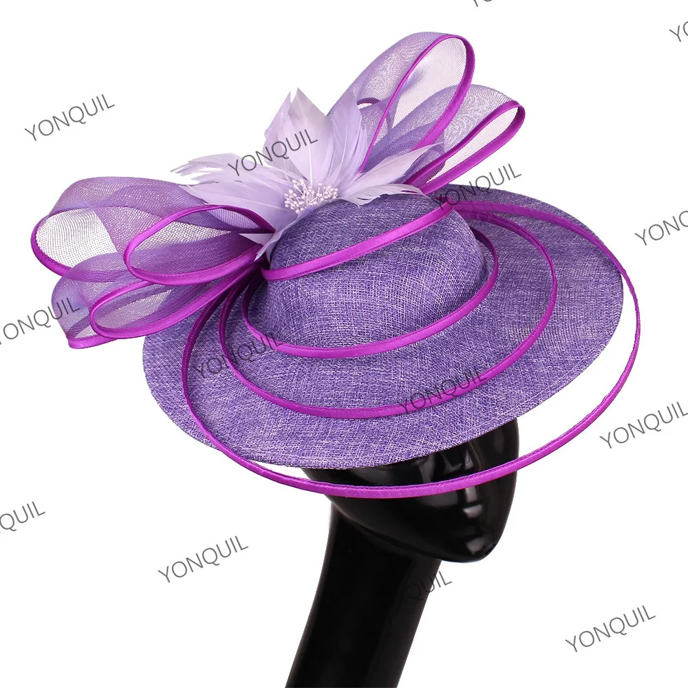 Nupcial Derby Pillbox Chapéus com Flor Bowknot para Mulheres, Imitação Sinamay Chapéu para Senhoras, Acessórios para o Cabelo do Casamento, Pink Millinery, Novo