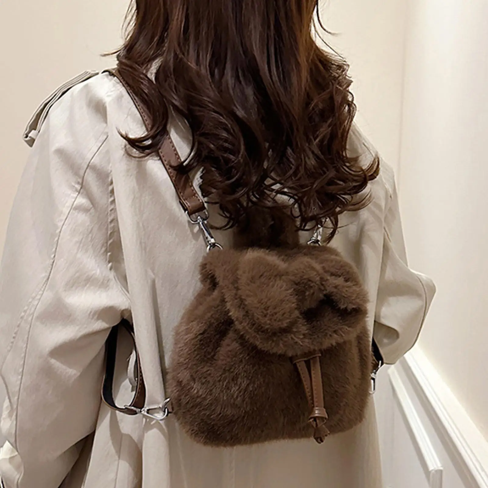 Mochila de felpa para niños, bolso de hombro con lazo para viajes escolares, guardería, estudiantes, fiestas de compras de Navidad, niños, mujeres y niños