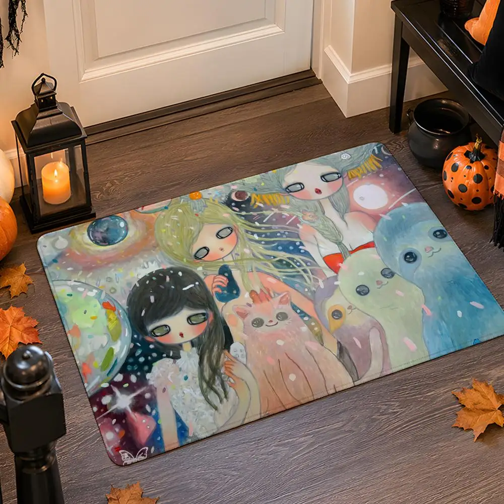 A-Aya T-Takano Painter Floor Mat Flannel Rug Non Slip Absorbent Soft Washable For Entryway Hallway Bathroom Kitchen Decor