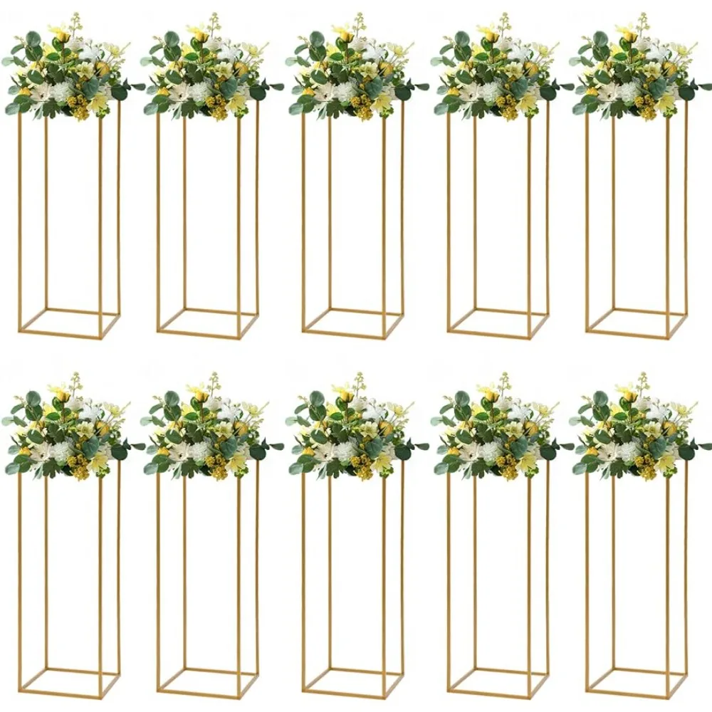 

10 Pcs Gold Wedding Flower Centerpiece Home Decor Items 24in/60cm Tall Geometric Centerpieces Vase Freight Free Vases Decoration