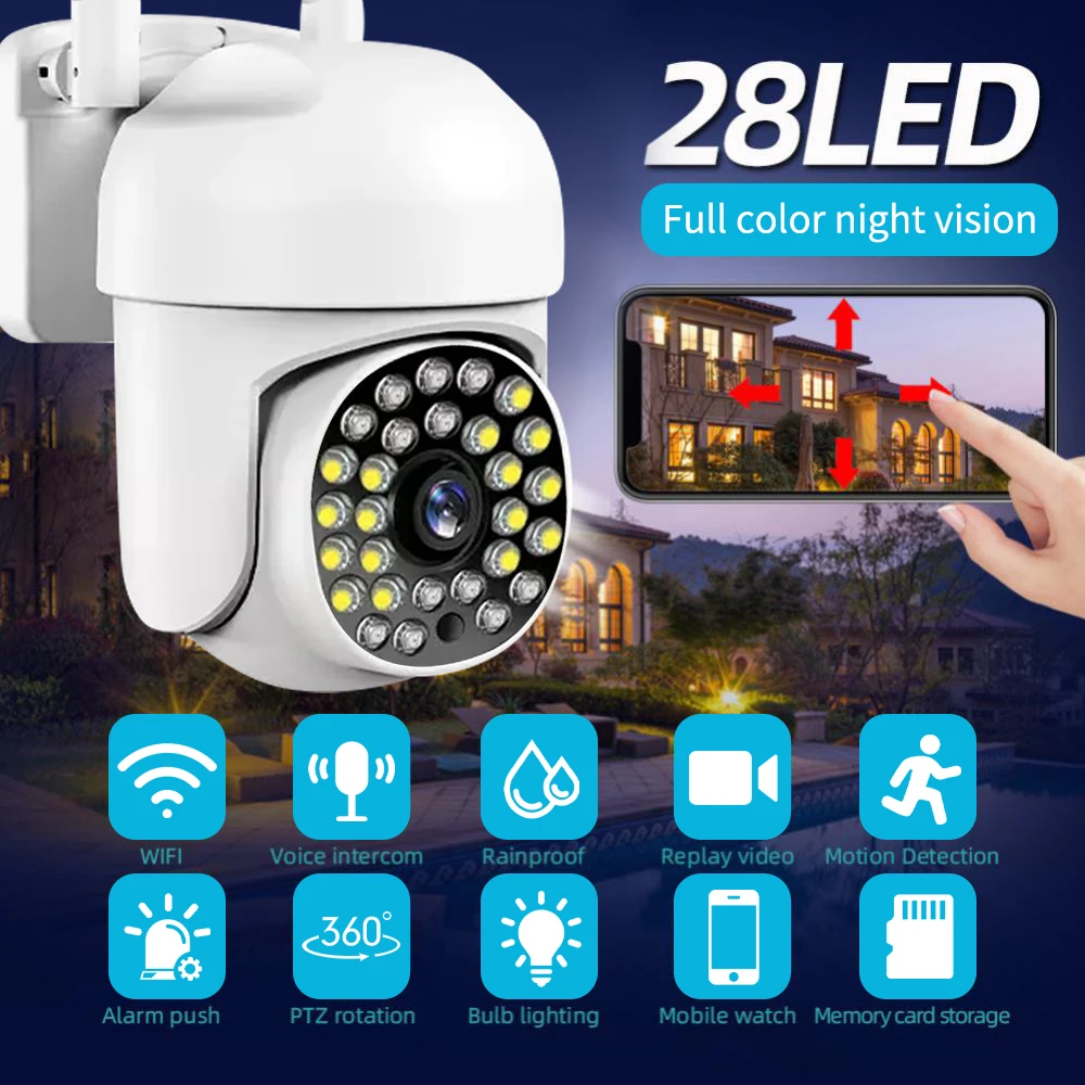 5MP IP Outdoor Wireless WiFi Security Surveillance PTZ Camera 4X Zoom Camera AI Human Tracking Two-way Audio IR Night Vision Cam