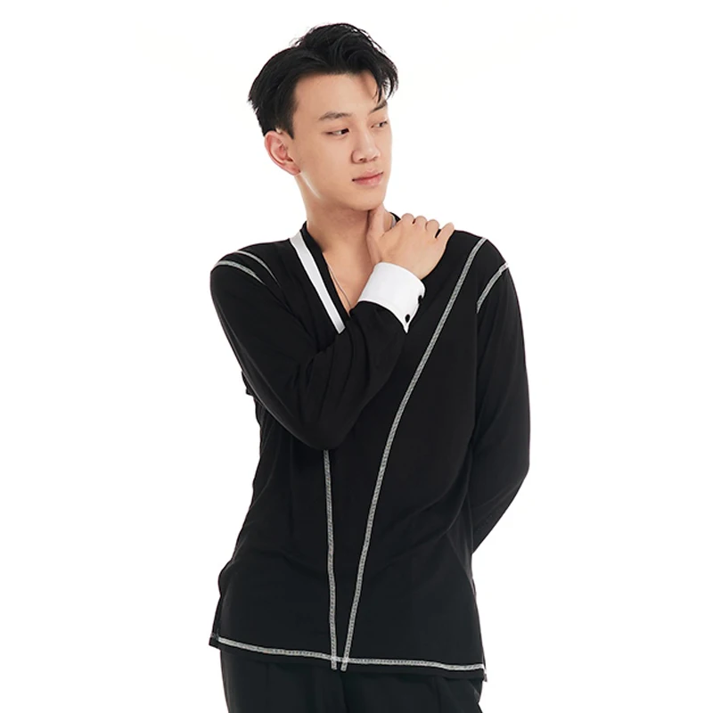 

2025 High-End National Standard Latin Dance Practice Performance Suit Latin Dance Tops For Men Chacha Rumba Latin Wear DQS19764