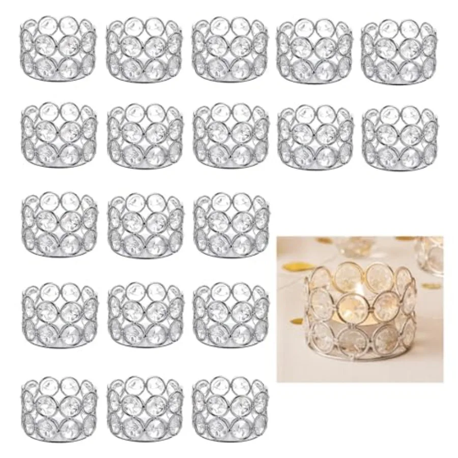 Pack of 10 Crystal Tealight Candleholders - Candlestick Bowls Tea Lamp Candle Holders Votive Candlestick Holders for Table Cent