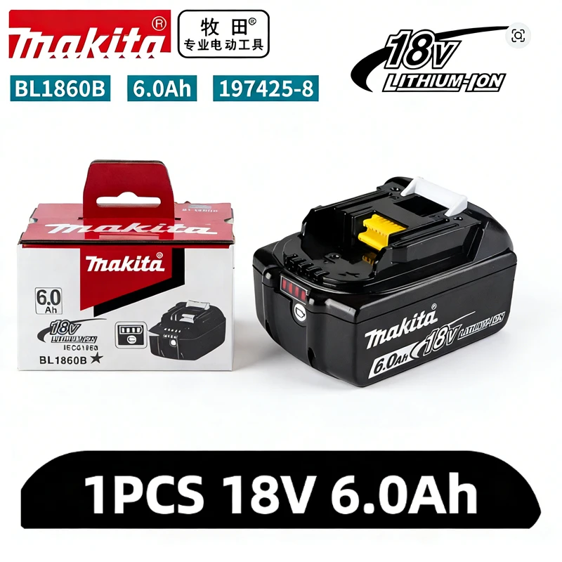 2026 Original Makita 6Ah für Makita 18V Akku BL1860B BL1840 BL1830B BL1850B BL1850 BL1860 BL1815 Ersatz-Lithium-Akku
