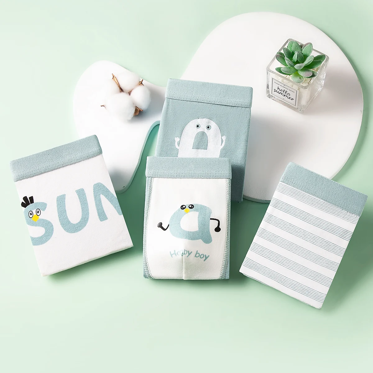 Kids Boxer Underwear Cotton Cute Cartoon Vehicle Children Shorts Panda Simple Pattern Underpants Soft Boy Panties 3-12 Years Old