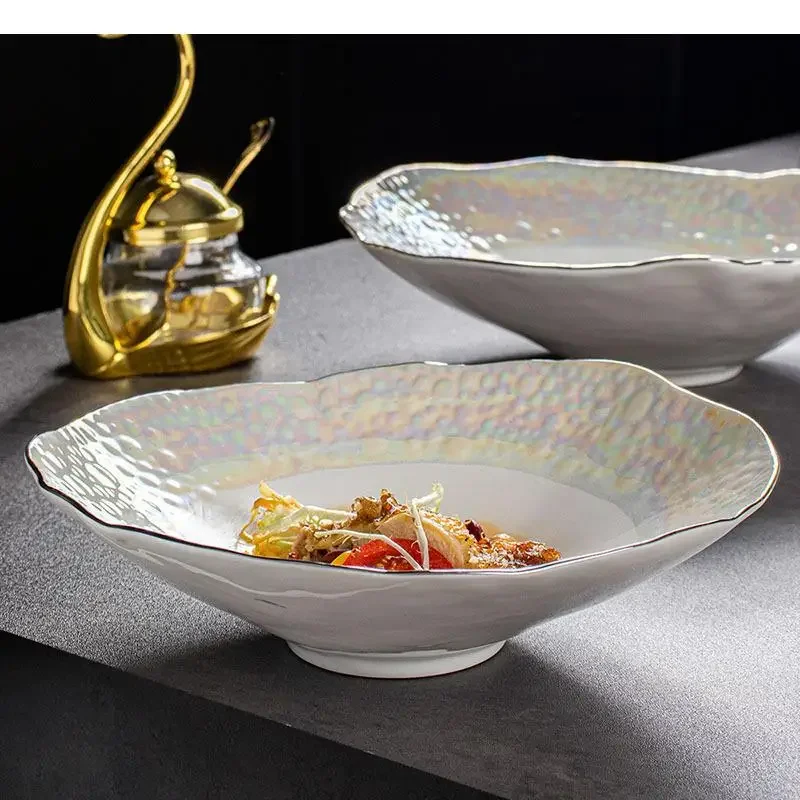 

Irregular Ceramic Leaf Bowl Thick Soup Salad Pasta Bowls Snack Restaurant Specialty Tableware