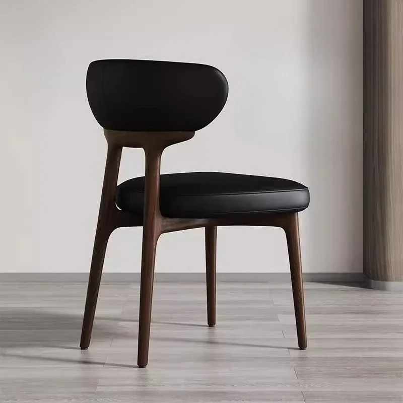 Mid-Century Modern Dining Chairs Furniture Anti-scratch Leather Upholstery Weight-Bearing Design Luxury Kitchen/Office Seating