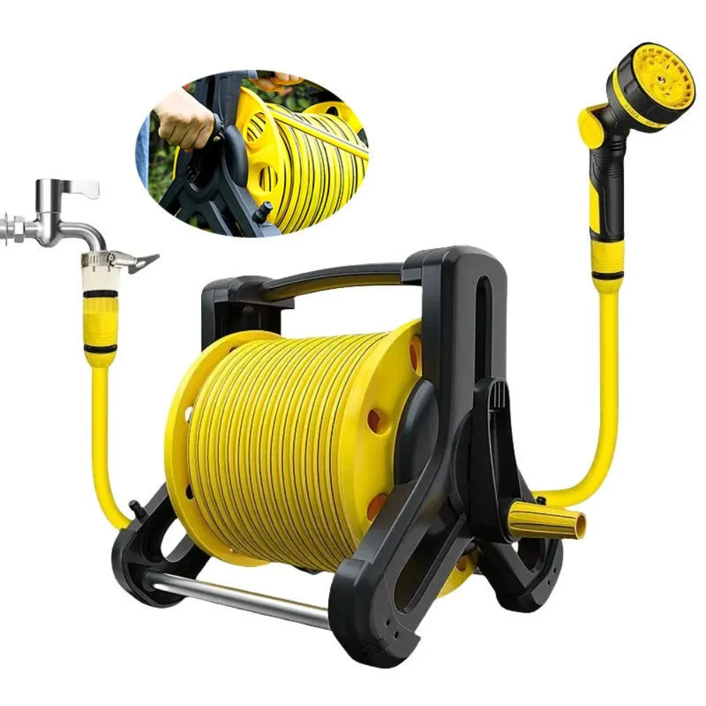 Portable Garden Hose Reel with Cart Heavy Duty Cart PVC Water Hose Pipe Reel for Car Wash Garden Irrigation Pipe Plant Flowers