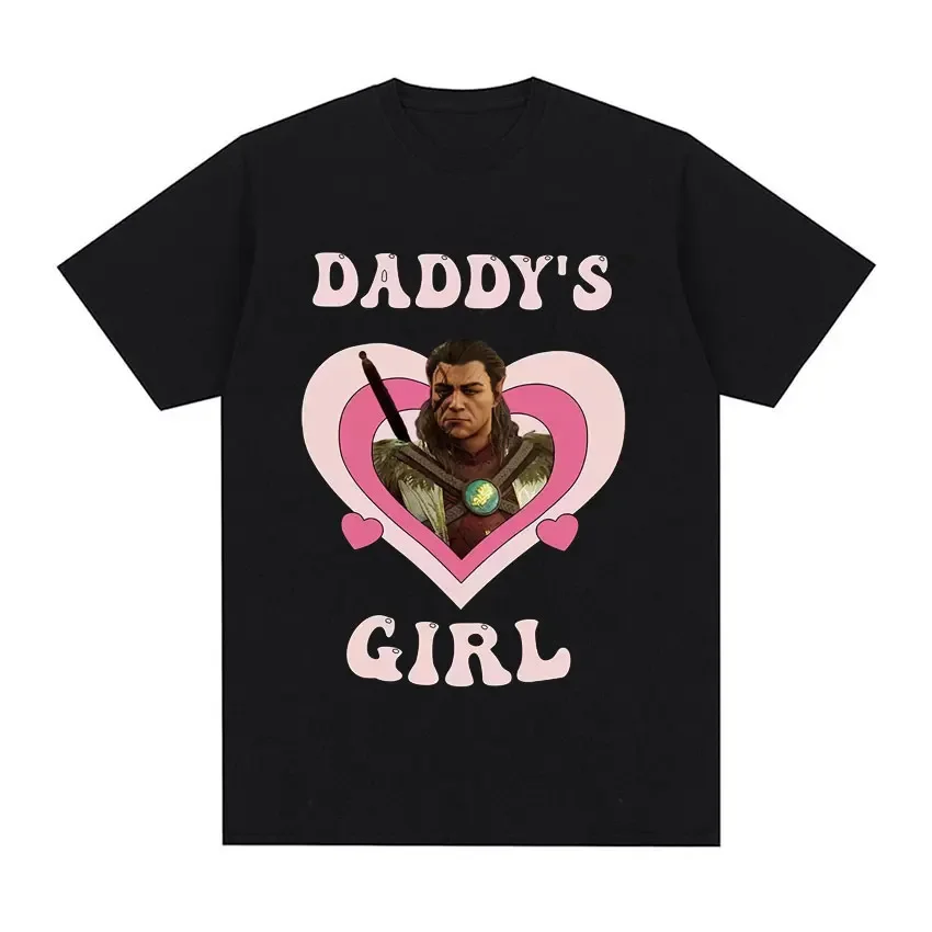 Vintage Halsin Daddy's Girl T Shirt Hot Astarion Bulders Gate 3 Clothes Tee Shirt Unisex Harajuku Aesthetic Short Sleeve T-shirt