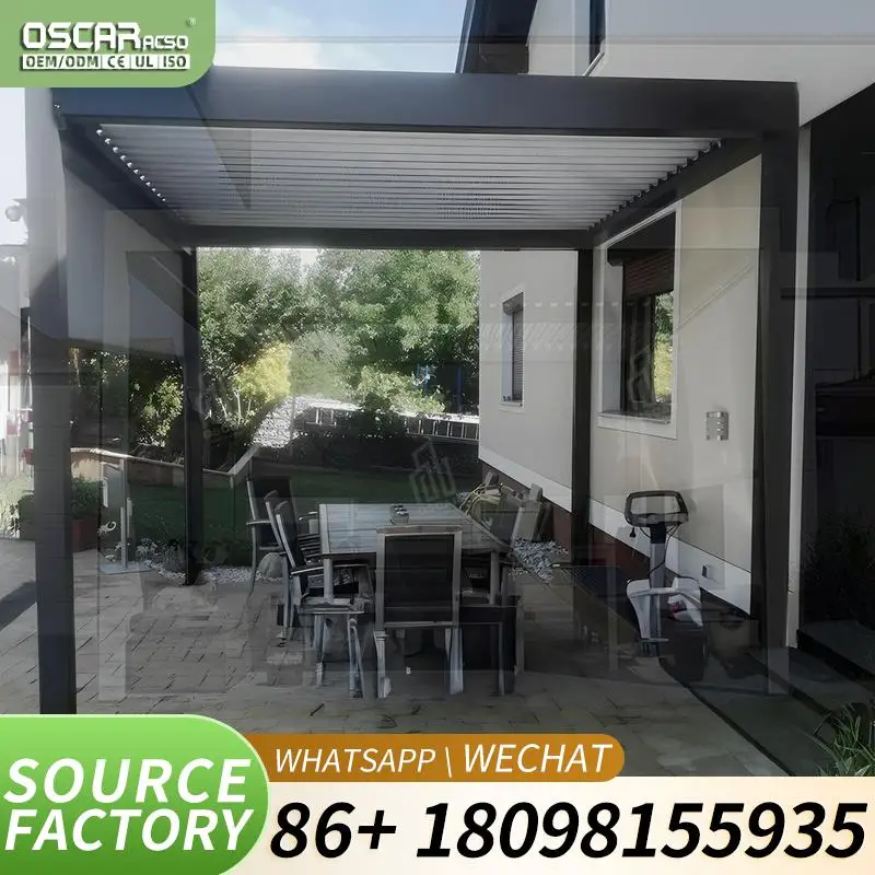Retractable Outdoor Waterproof Aluminum Pergola Roof System Bioclimatic Louvre Awning for Garden Balcony Terrace pergola