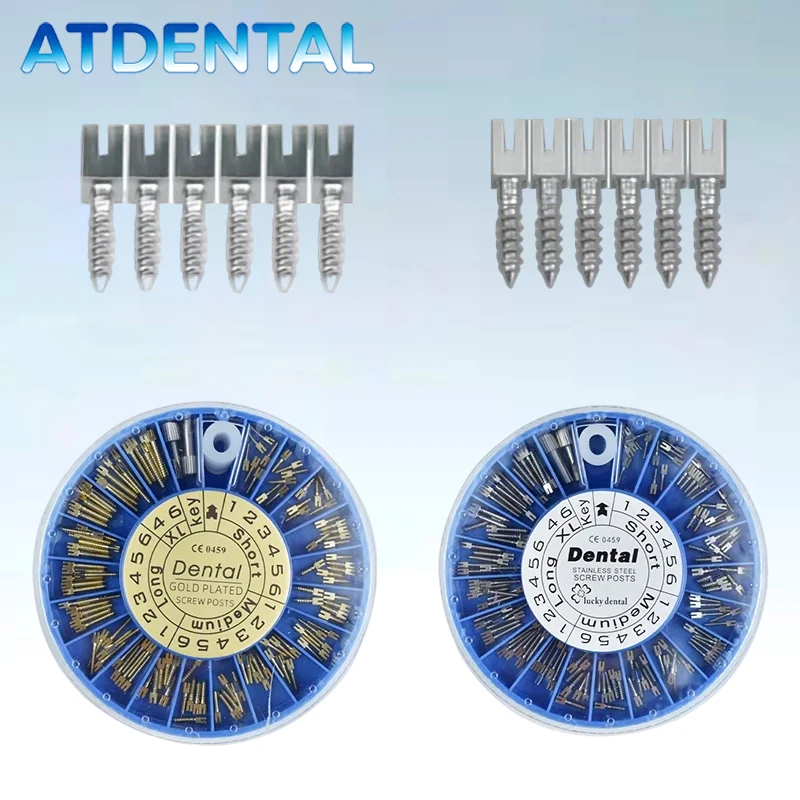 

Dental Titanium Screw Posts Densepay Gold Plated Stainless Steel Parallel Sided for Crown Bridge Restoration