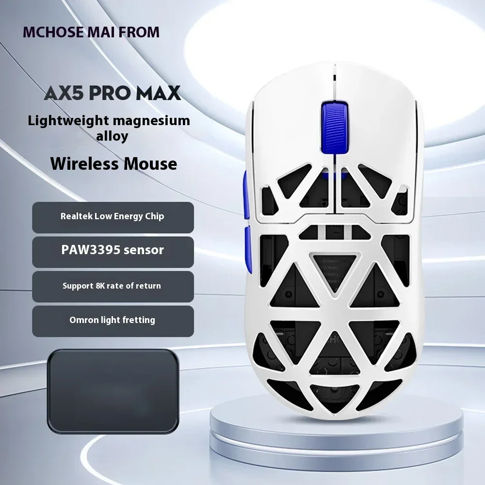 New MCHOSE AX5 V2 Wireless Mouse 8k Magnesium Alloy PAW3950 Three Mode Bluetooth Gaming Mouse  AX5 Pro Lightweight Pc Gamer Gift