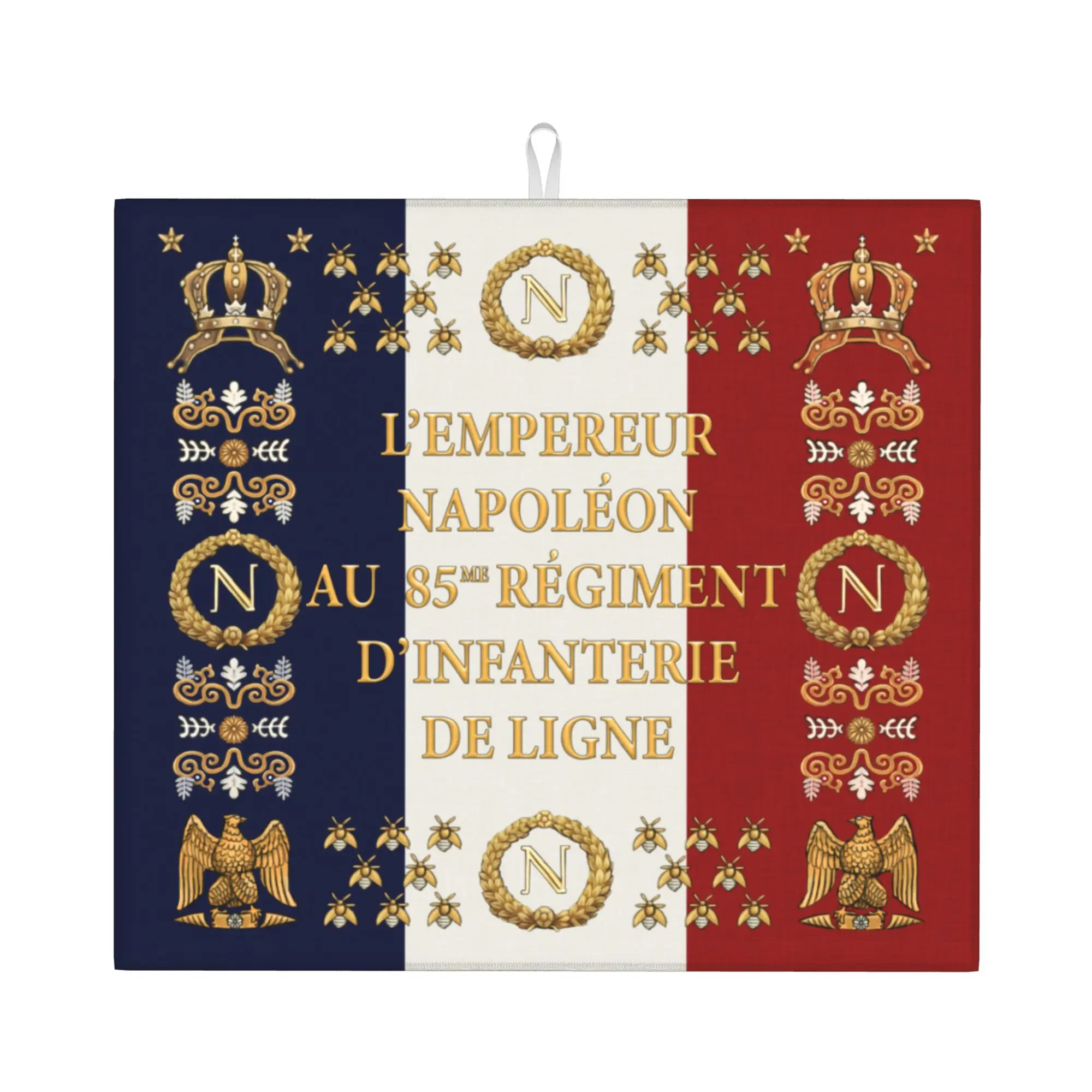 Drying Mat For Kitchen Napoleonic French 85th Regimental Flag Water Absorbent France Fleur De Lis Kitchen Counter Protector Mat
