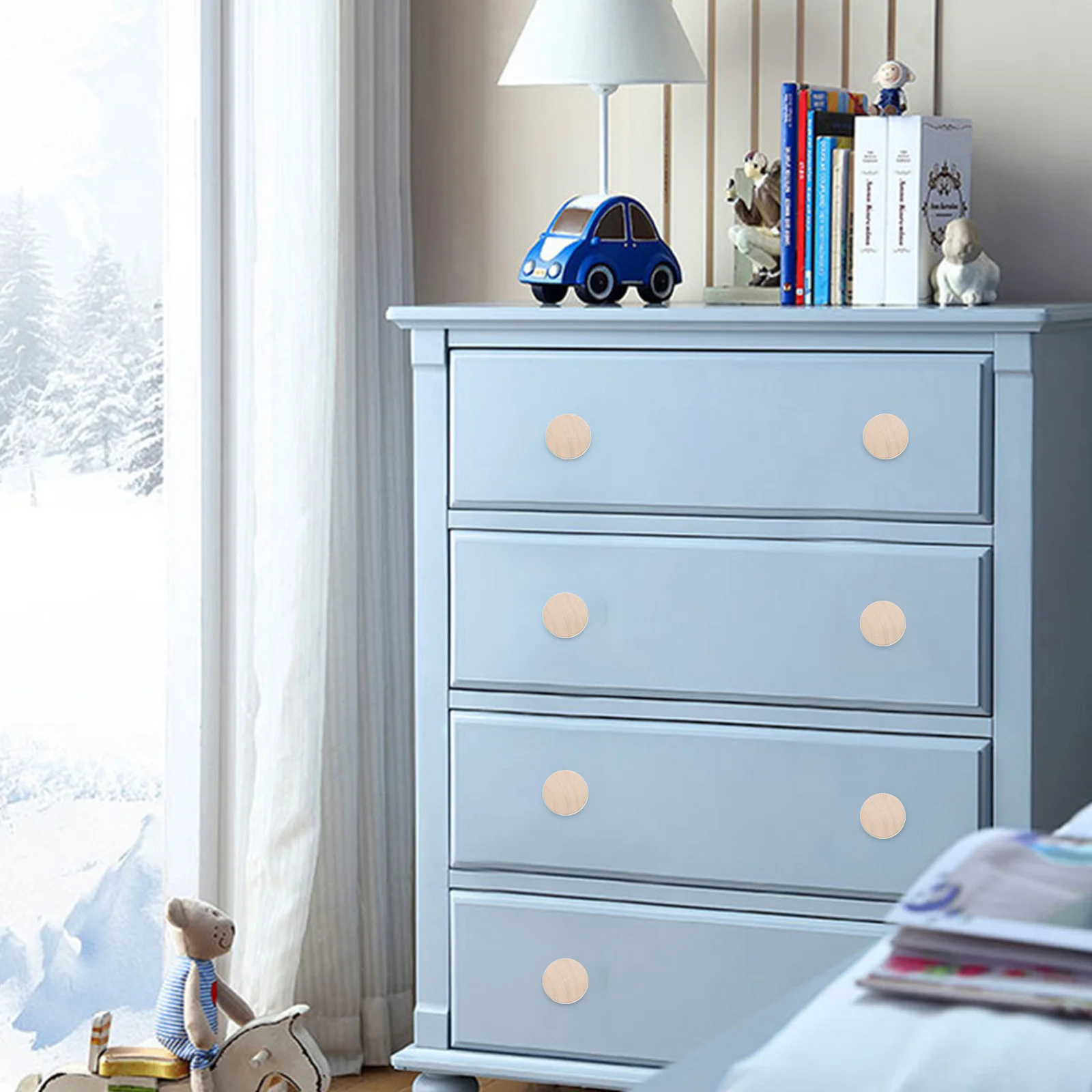 

8Pcs Wooden Drawer Handles Nordic Style Round Pull Knobs Cabinet Door Pulls for Dressers Drawers Wardrobes Office Furniture