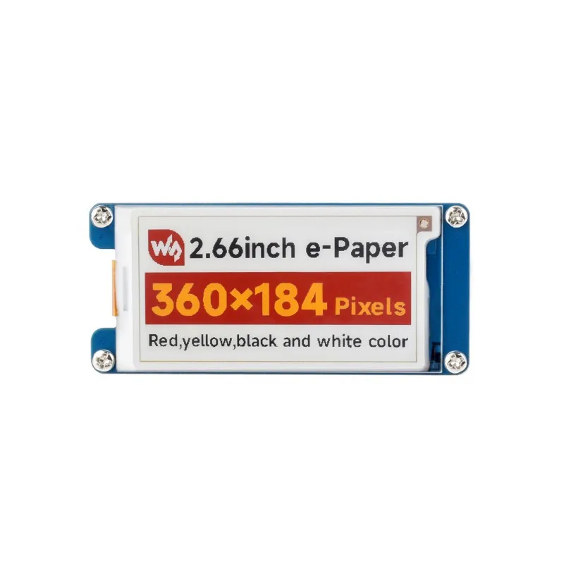 2.66inch e-Paper Module (G), 360x184, Red/Yellow/Black/White, SPI Interface