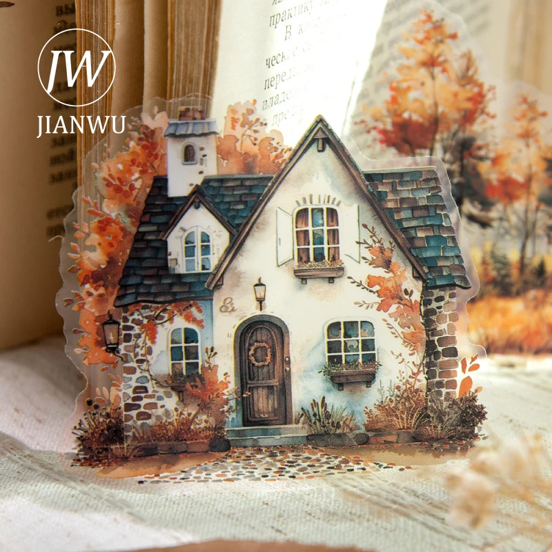 JIANWU стикер для осенней серии, винтажный лист, дерево, персонаж, пейзажный материал, коллаж, наклейка для домашних животных, креативный журнал, канцелярские принадлежности