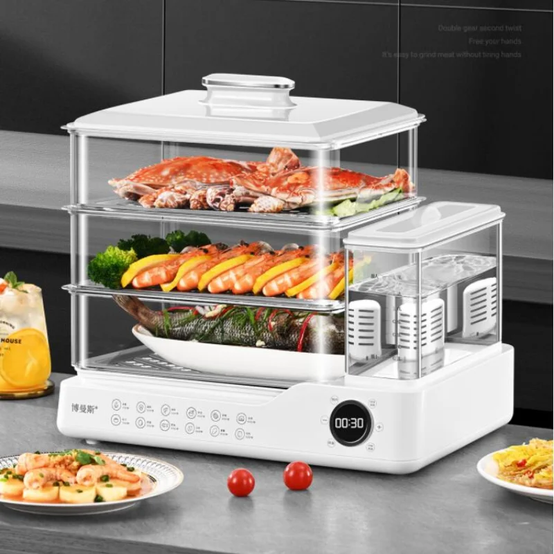 

Electric Steamer Multifunctional Household Cooking and Stewing Large Capacity Small Fully Automatic Three-layer Electric Steamer