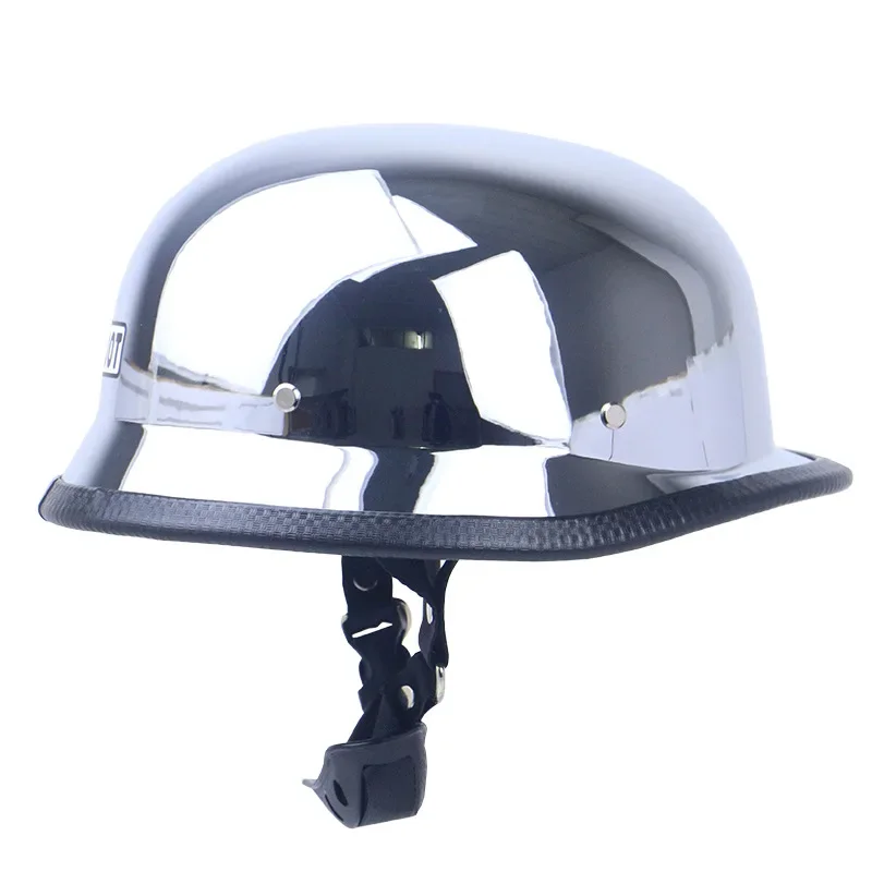 DOT Chrome Silver Mirror Color Motorcycle Helmet German Motorcycle Half Helmet Chopper Biker Pilot Helmet with Free Goggle