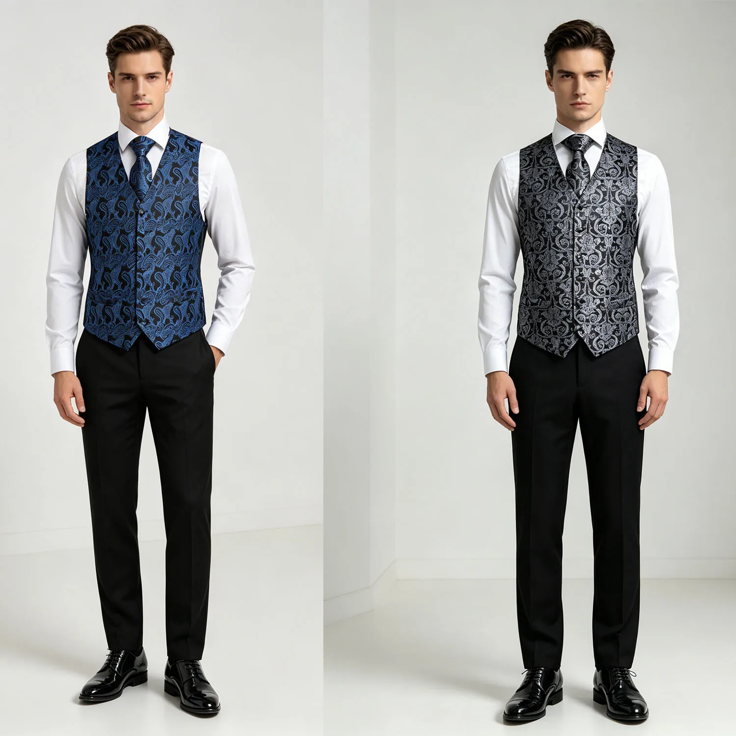 

Men's Classic Paisley Jacquard Waistcoat with Tie Set, Formal Business Vest for Wedding Party