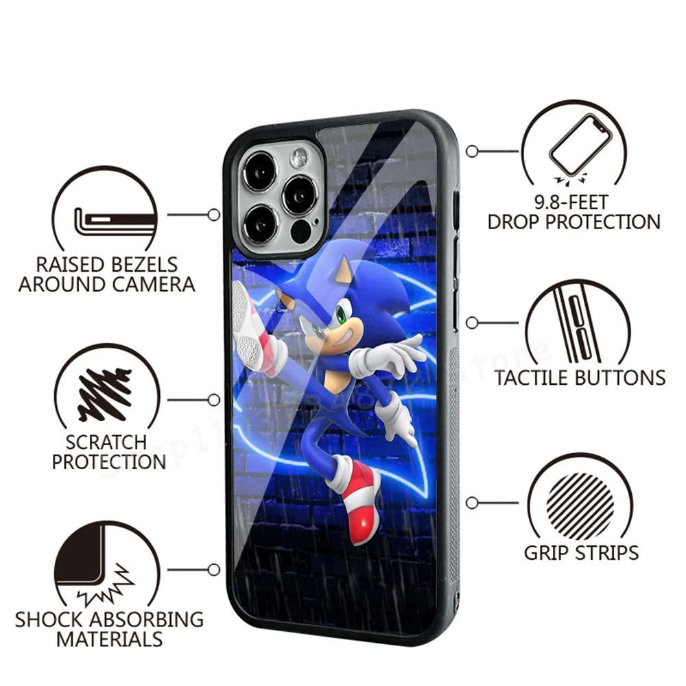 Sonics Cute H-Hedgehogs Phone Case Strong Magnetic For IPhone 15 14 13 Pro Max Mini Alex Mirror For Magsafe Wireless Charging