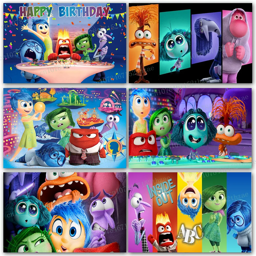 Inside Out Birthday Party Photo Background Baby Shower Photo Backdrop Cartoon Banner Decoration Photography Backdrop