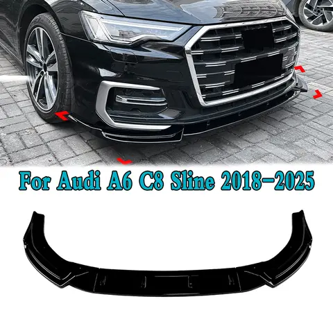 아우디 A6 C8 Sline 2018-2025 자동차 앞 범퍼 립 스플리터 디퓨저 립 바디 키트 자동 스포일러 범퍼 액세서리