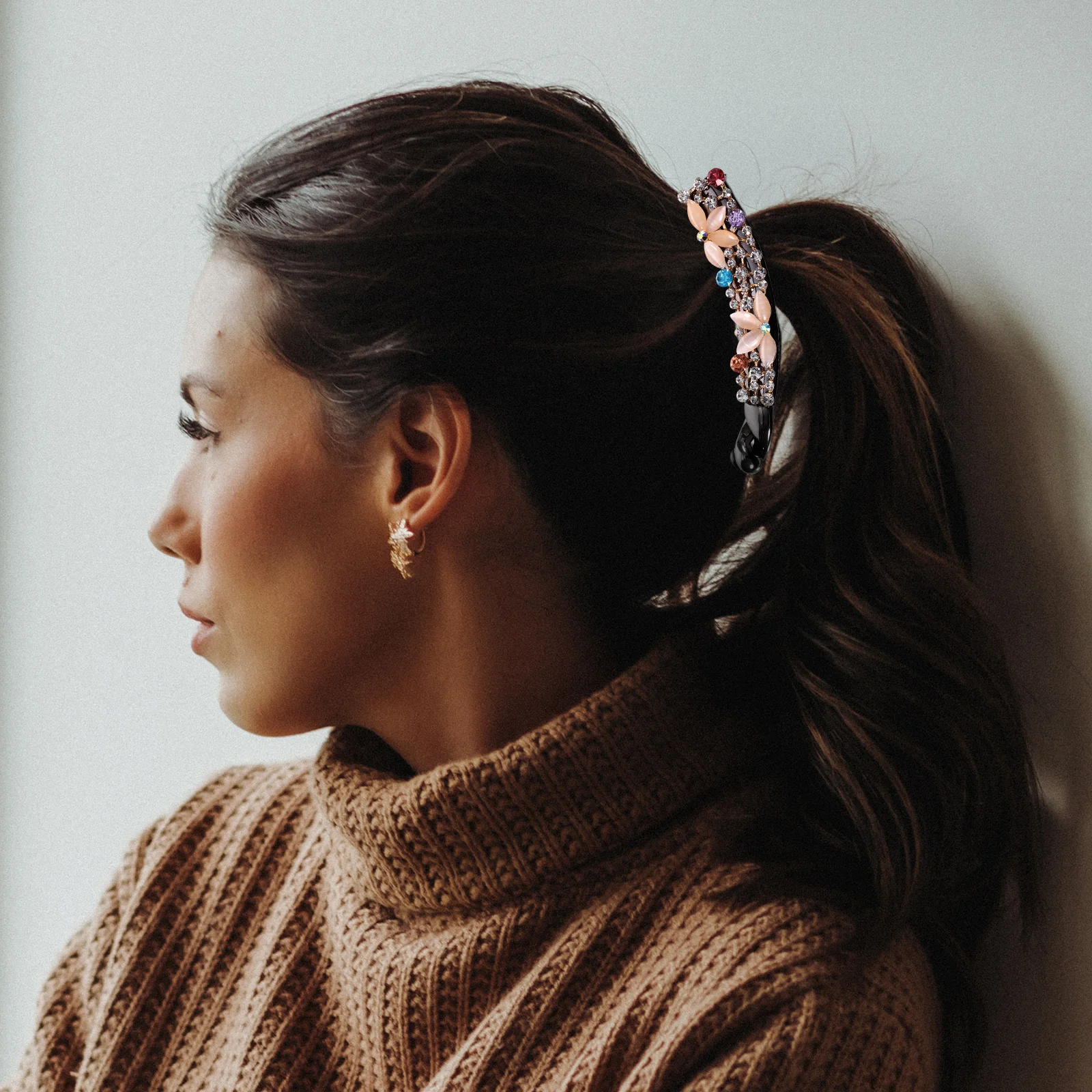 

Rhinestone Ponytail Holder Clips Hair Accessories for Women Durable Reusable Modeling Tool Hair Styling