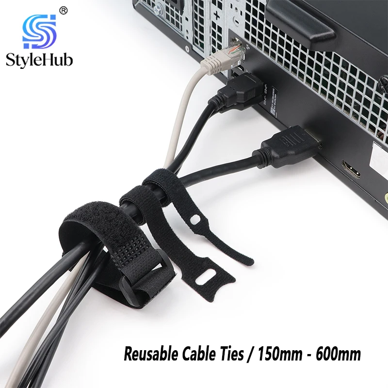 T/ I / Buckled Releasable Hook Loop Cable Ties 150/200/250/300/400/500/600mm Wire Management Bundle Fastener Belt Straps