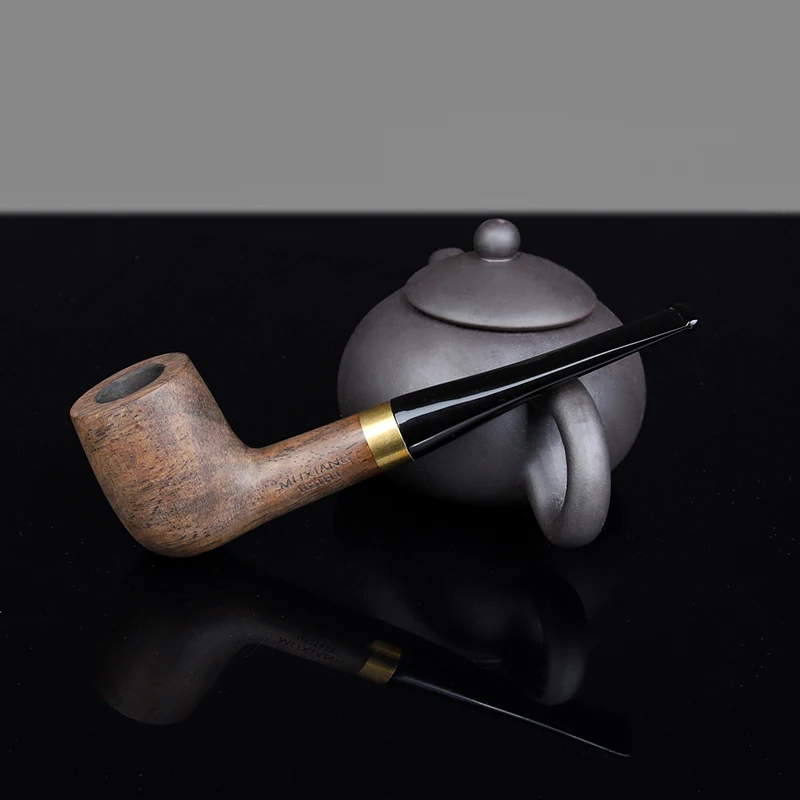 Straight Ebony Wood Smoking Pipe with 9mm Filters,Cigar Pipes,Wooden Smoke Tube,Acessories for Smoker,Boyfriend,Father Gift,Hot