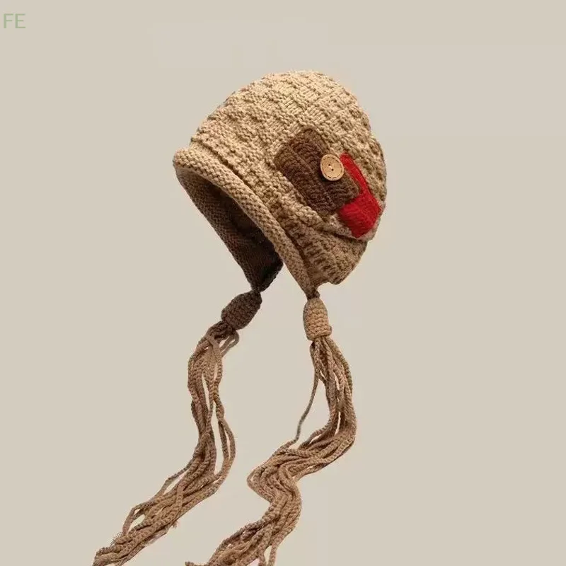 

[F] Autumn And Winter Warm Handmade Braid Knitted Hat Trend New Fashion Patch Tassel Wool Hat