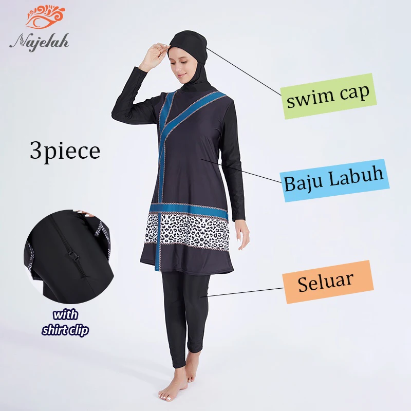 Muslim Swimwear Women Hijab Modest Burkini Swimsuit Islamic Long Sleeve Cover Ups Swimming Suit Hijabs For Woman Swim Bathing