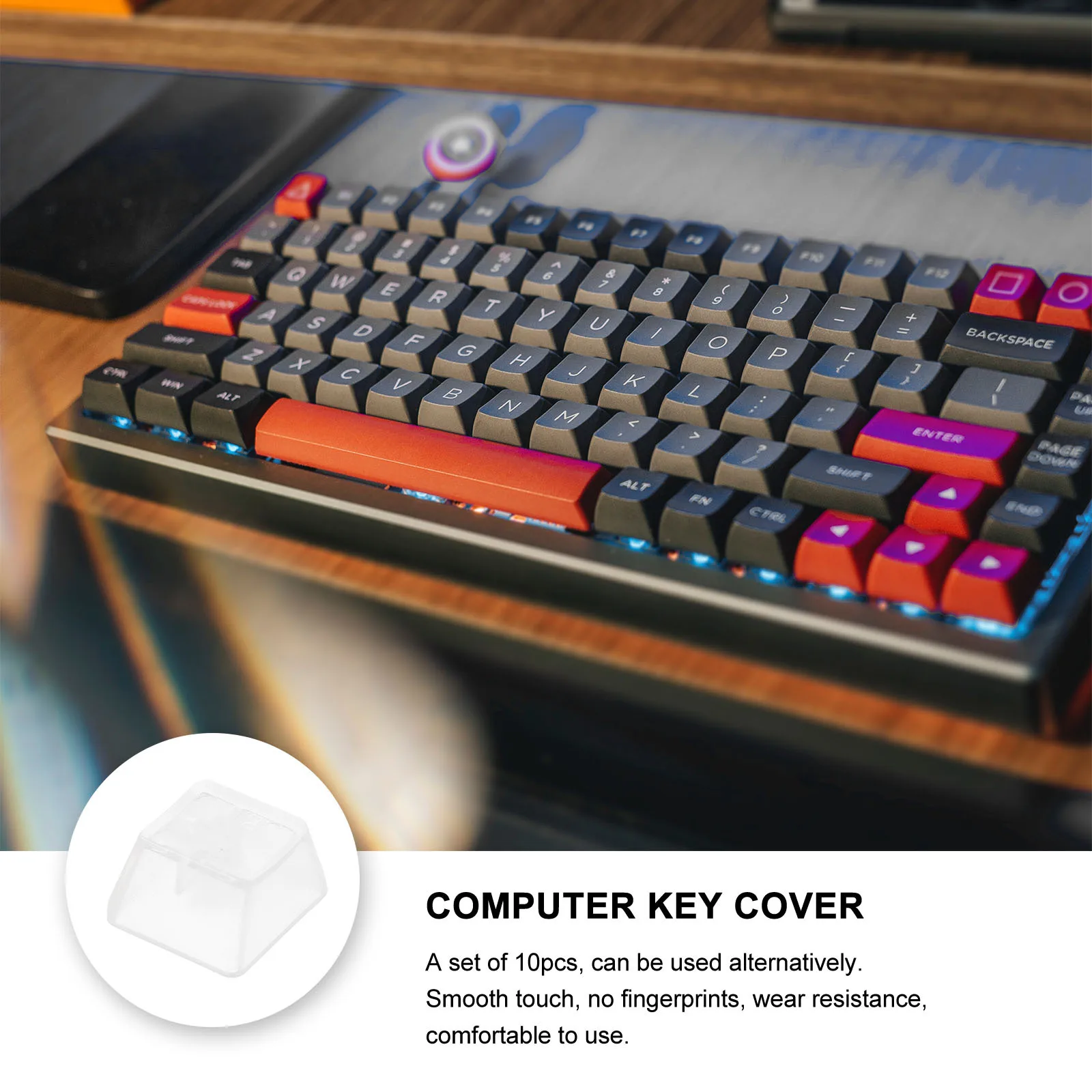 

10pcs Transparent Key Cap Mechanical Keyboard Key Covers Smooth Wear Resistant Lightweight For Computer Keyboard Protection