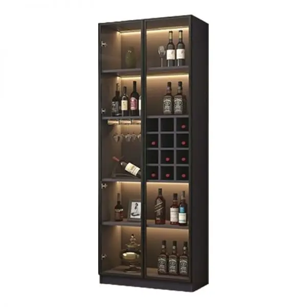 

Wine Storage Rack Display Vertical Wine Cabinet Bottle Holder Stainless Steel Wine Cabinet bar with Glass Display bar