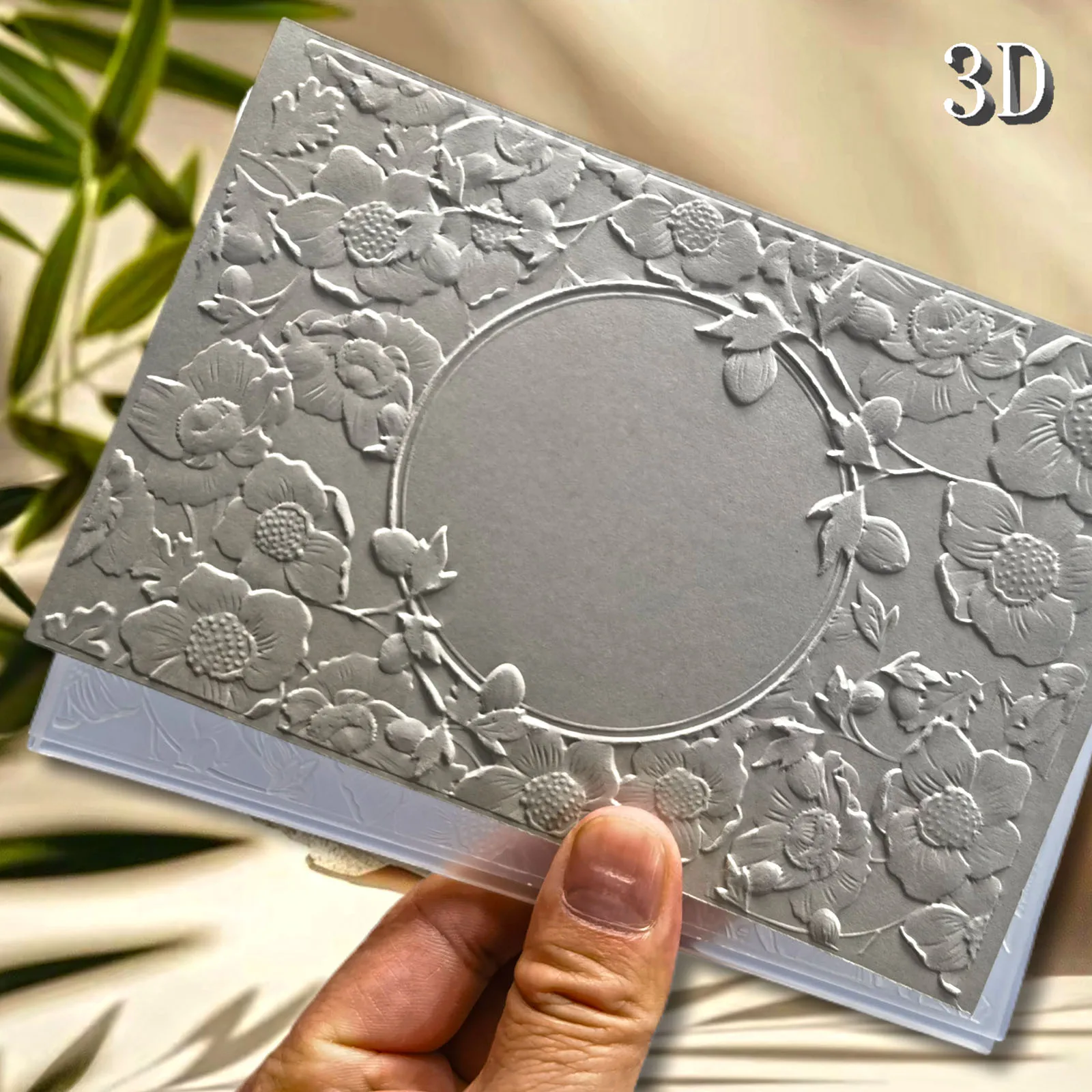 Elegante Atmosphäre, verziertes Blumenrahmen-Design – 3D-geprägte Ordner für DIY-Karton, Geschenkanhänger, Scrapbooking – keine Stempel, 2025