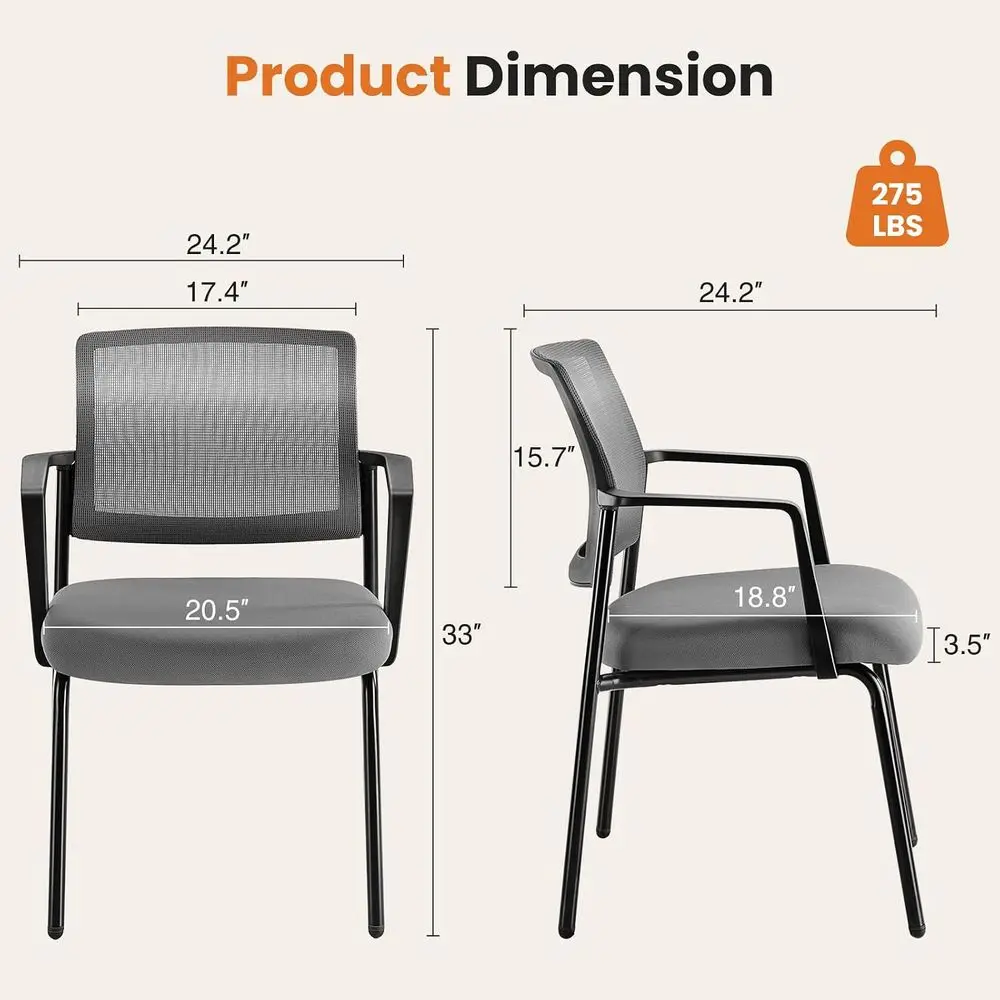 Mesh Back Stacking Arm Chairs, Upholstered Fabric Stacking Chairs, Sturdy Metal Office Chairs, Easy to Use and Store, Outdoor an