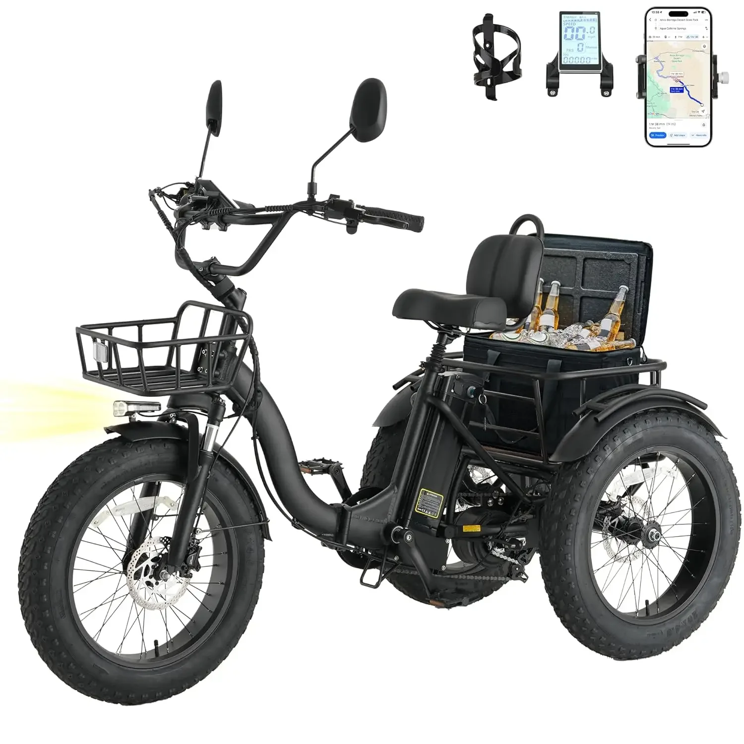 

Electric Tricycle for Adults, 750W(Peak 1350W) Motor Etrike, 20"x4" Folding Fat Tire Electric Trike, 48V13Ah, Customized