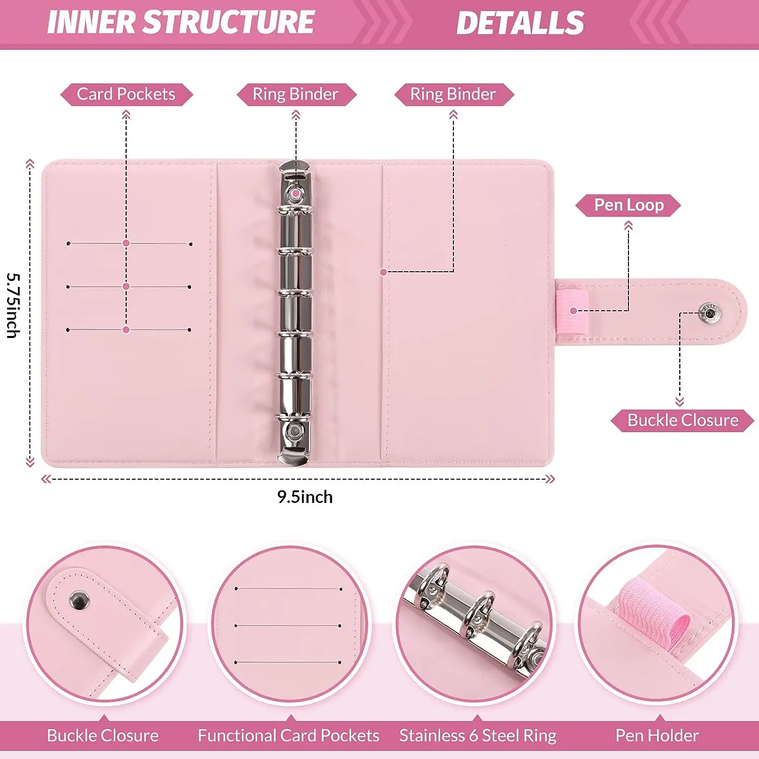 Budget Planner 2023 Cash Envelope Savings Money 6 Holes Binder for Financial Management A7 Loose-leaf Notebook Binder Housing