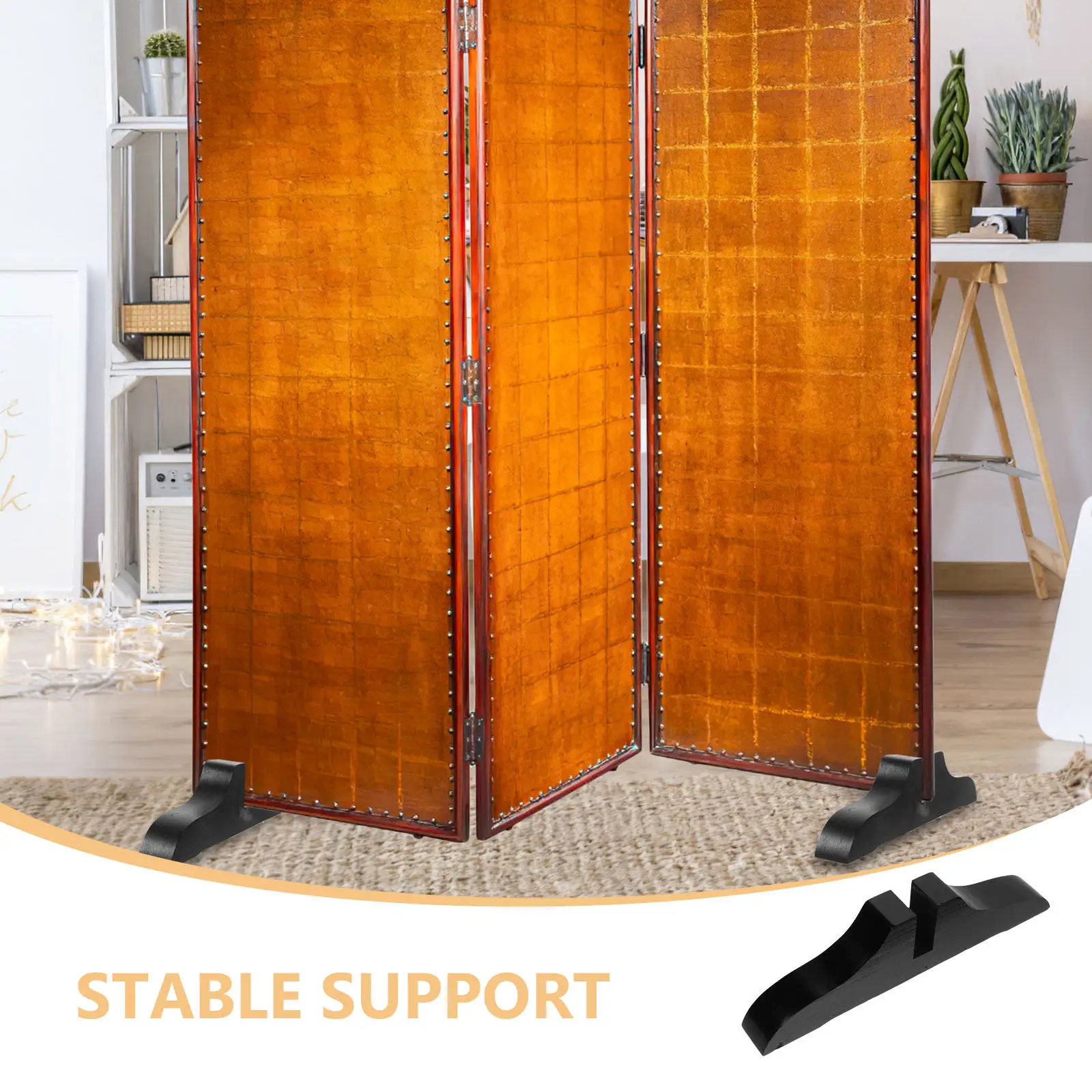 5Pcs Wood Partition Base Blocks Stable Room Divider Feet for Slat Screens Folding Panels High Load Capacity Indoor Privacy