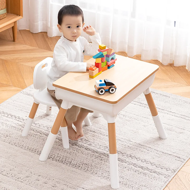 Stable Adjustable Kid Table Chair Multifunction Activity Educational Table Odorless Environmentally Friendly Wooden Study Desk