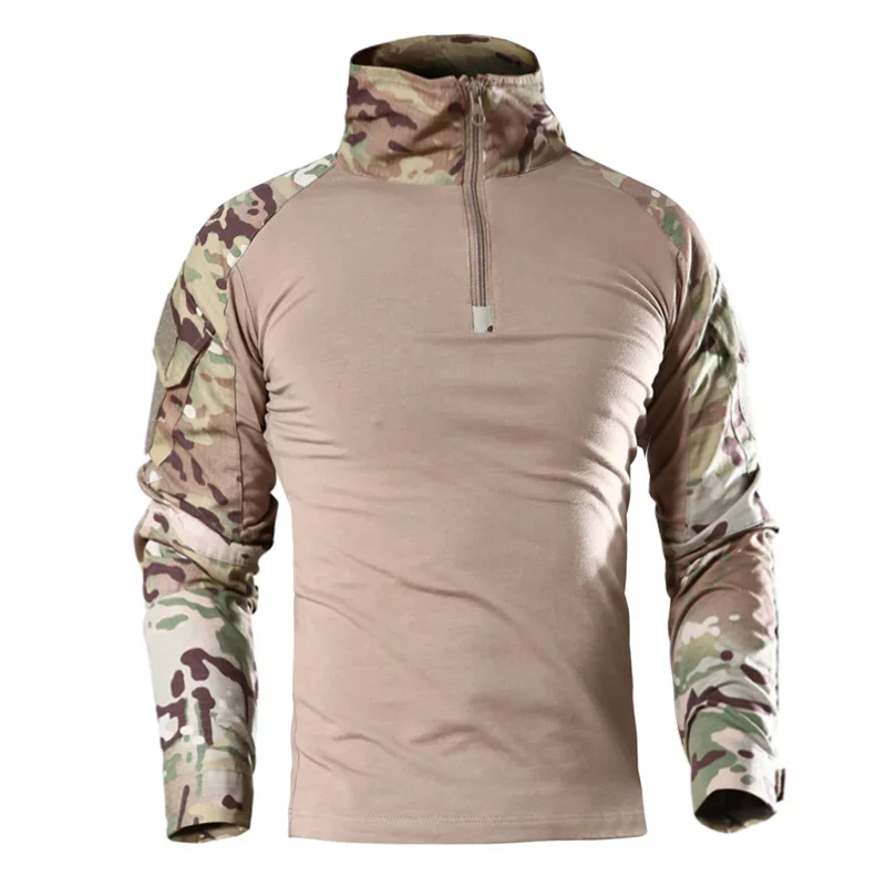 Men Outdoor Sport Hiking T-Shirts Combat Softair Military Army Multicam CP Camouflage Hunting Climbing Shirt Tactical Clothing