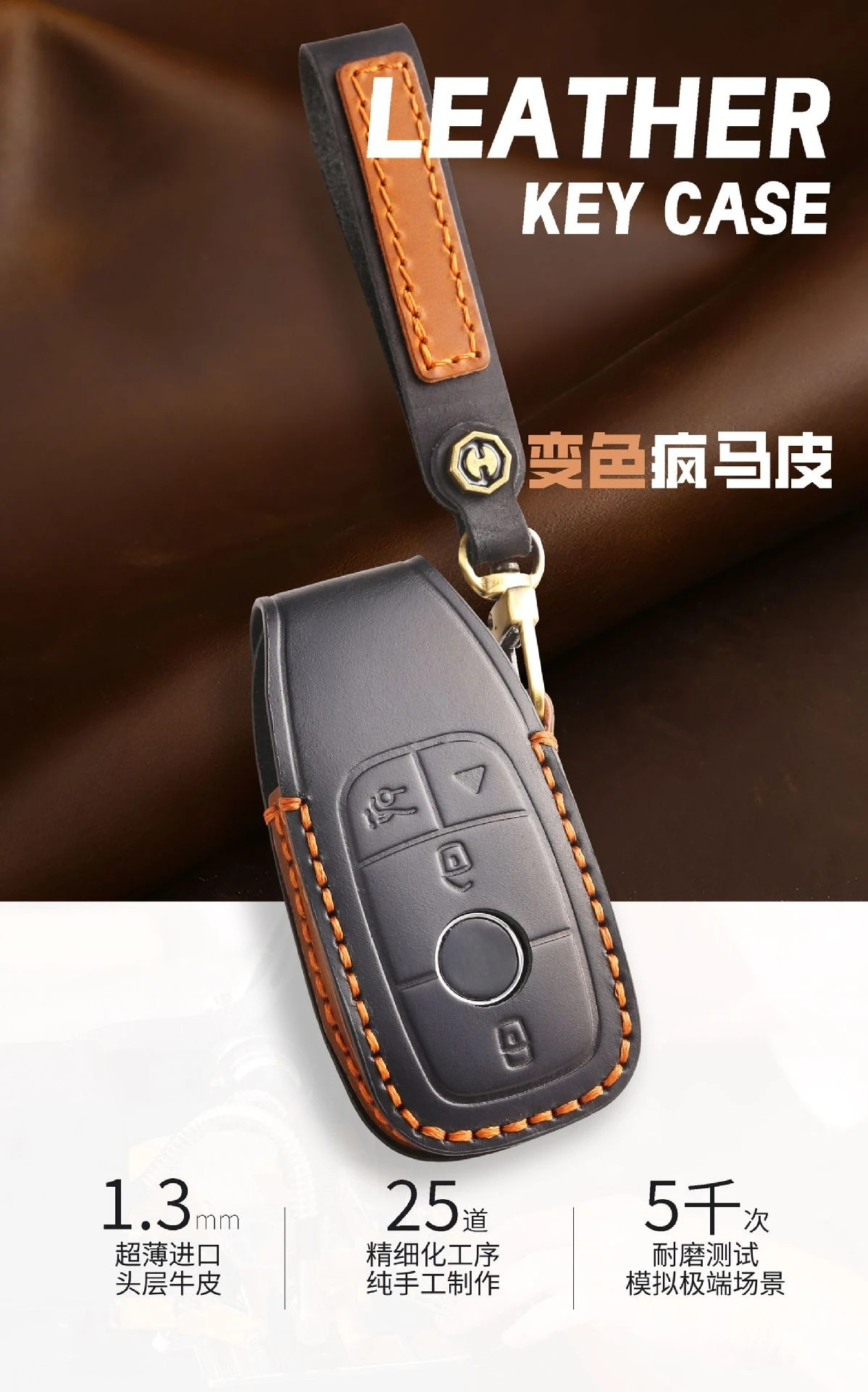 Retro Handmade Anti‑Drop Car Key Cover For Mercedes‑Benz G350 G500 G63 AMG CLS300 GLS450,Blade Smart Key Protector Shell 3