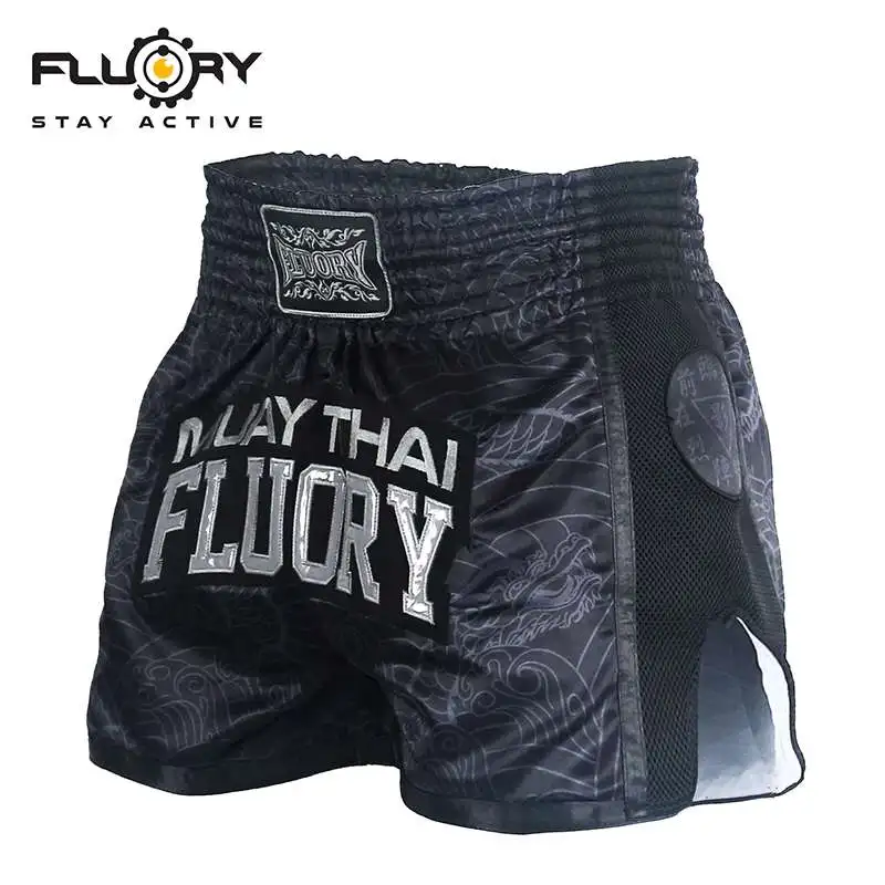 Muay-Thai-Shorts im FLUORY-Stil, bedruckt, kostenloser Kampf, gemischte Kampfkunst, Boxtraining, Spielhose, Freizeitstil – Detail 2